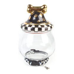 Courtly Check Canine Cookie Jar | MacKenzie-Childs - Pet Bowls And Feeding