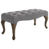 Loire Cabriolet Washed Linen Bench, Washed Gray Linen