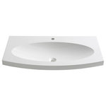 Fresca - Energia 36" Integrated Sink/Countertop, White - This eye-catching Fresca Energia white oval sink has many unique and wonderful features. The stunning oval basin is smooth and beautifully contoured, while the sink's apron is also gently contoured, adding an elegant touch to the design. The white countertop has a single hole faucet mount and space for hand soap and other bathroom accessories. This is a gorgeous sink and countertop that will look lovely in any bathroom.