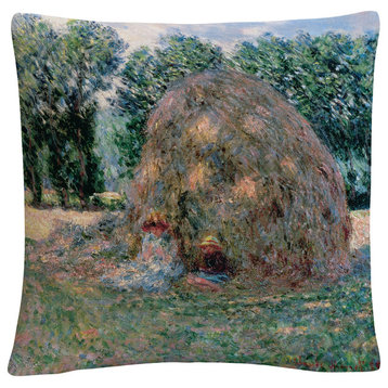 Monet 'Haystacks' 16"x16" Decorative Throw Pillow