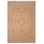 Bareens Designer Rugs - Eclectic Ziegler Nella Rose Tan Wool Rug - 6'3'' x 8'11'' - A Persian influenced Turkish hand knotted rug made by skilled artisans capable of creating the most exceptional vegetable dyes and hand-spun New Zealand wool. This gorgeous one of a kind Peshawar Kafkaz handmade rugs is also known as a Chobi Ziegler Rug. This gorgeous rug is extremely versatile and is famous for its pleasing color palette and informal design that works in a myriad of interiors. It has been expertly hand-tied, finished, sun-dried, and can contain up to 1.5 million knots. It takes 4 skilled artisans to hand knot this rug nine to twelve months to complete this piece of art. The invigorating colors and patterns in this rug will give your home an elegant and fresh appearance. While drawing upon the coloring and patterns of antique rugs, contemporary Peshawar pieces incorporate modern design motifs and feature vibrant color tones. Give your room a luxurious look and feel with this beautiful rug with gorgeous color pallet. The intricate design allows this oriental rug to create a royal ambience in any d�cor. Hand knotted construction and natural fibers gives this rug soft feel under your feet.