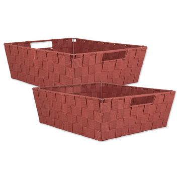 DII Nylon Bin Basketweave Rust Trapezoid, Set of 2
