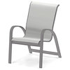 Primera Sling Stacking Arm Chair, Silver Finish, White