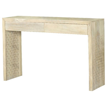 Coaster Contemporary Wood Console Table with 2-Drawer in Beige