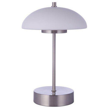 Rechargable Portable 1 Light Table Lamp, Brushed Polished Nickel