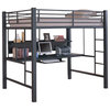 Coaster Avalon Full Metal Workstation Loft Bed with Ladder in Black