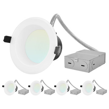 Luxrite 4" LED Recessed Light J-Box 12W 4 Color Selectable 4 Pack