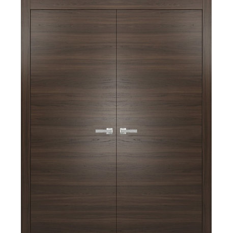 French Double Doors 72 x 84 with Frames Hardware| Planum 0010 Chocolate Ash