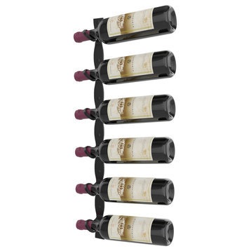 Helix Single 30 (minimalist wall mounted metal wine rack kit), Matte Black, Right Facing Bottle