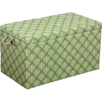 Cloth Storage Ottoman and Stool 3 Ottomans, 2 Stools Victorian Green and White