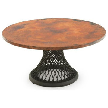 Modern Twisted Spoke Copper Dining Table- Copper Top, Copper, 48x48x31