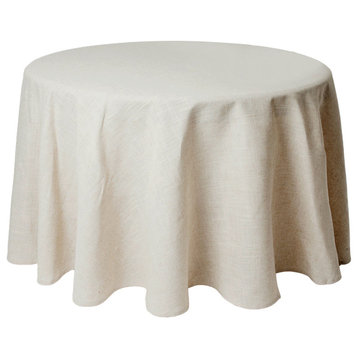 Classic Linen Blend Tablecloth, Natural, 90" Round