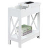 Oxford Flip Top End Table with Charging Station in White Wood Finish