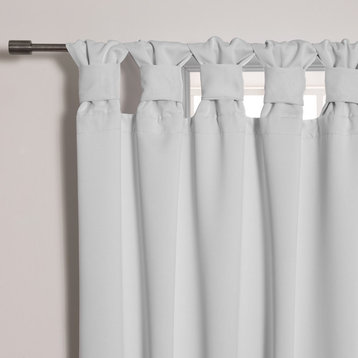 BANDTAB -Thermal Insulated Blackout Knotted Tab Curtain Set, Vapor, 52" W X 63"