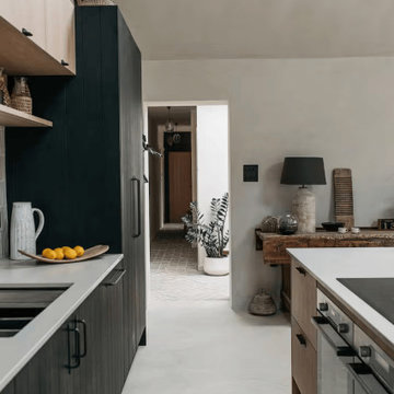 The Black House: Scandi Kitchen with White Quartz Worktops & Island in Surrey