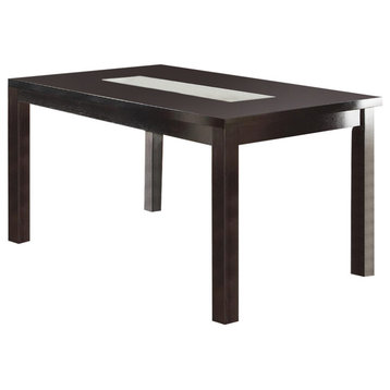 Benzara BM171302 Wooden Dining Table With Tempered Glass Top, Brown