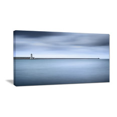 "Breakwater and Soft Water Under Clouds" Landscape Wall Art, 1 Panel, 60"x28"