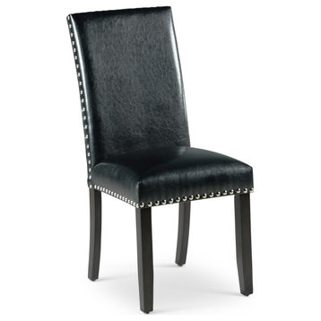 Westby Side Chair (Set of 2) - Ebony Wood Finish, Black Vinyl Seat