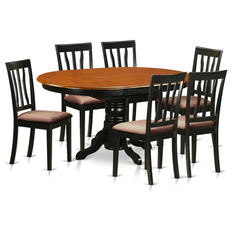 Dining Set, 7-Piece With 6 Wooden Chairs