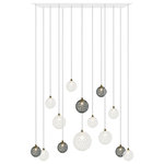Galilee Lighting - Napa 14 Pendants Blown Glass Chandelier, White, 60", Clear/Gray Glass - The Napa Chandelier will light your space surfaces with a warm and natural light while creating magical games of light and shadows on your room walls and ceiling. Glass spheres convey the concepts of lightness and transparency together with the solidity of the light globe shape. This unique light Pendants design contains the light within it, while at the same time allowing it to filter out of the glass. Pendants sizes: Ten 4", three 5" and one 7"