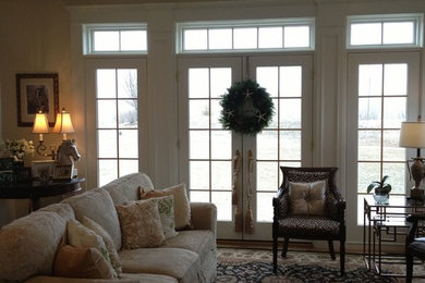 Elegant living room photo in Omaha