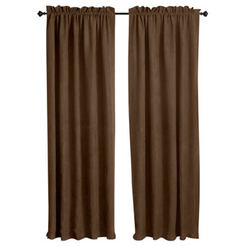 108"x52" Microsuede Blackout Curtain Panels, Set of 2, Chocolate