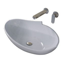 ADM Bathroom Design - ADM Oval Countertop Vessel Sink, White, 24", Glossy White - Bathroom Sinks