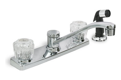 Chrome Plated 2 Handle Washerless Kitchen Faucet With Spray
