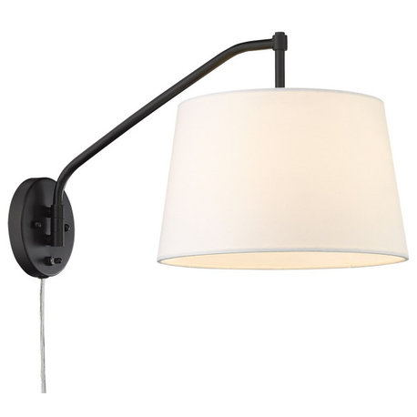 Golden Ryleigh 1-Light Articulating Wall Sconce 3694-A1W BLK-MWS, Matte Black