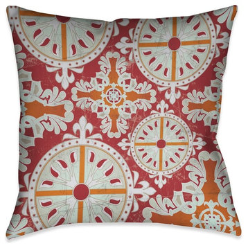 Laural Home Medieval Persimmon I Outdoor Decorative Pillow, 18"x18"