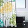 70"Wx73"L, Hydrangeas, Floral Print Shower Curtain, Yellow, 70"x73"