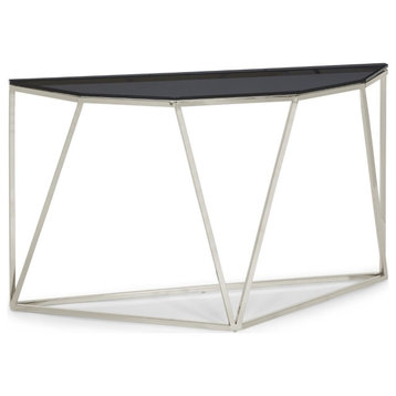 Modus Aria Smoked Glass and Polished Stainless Steel Console Tbl - Multi