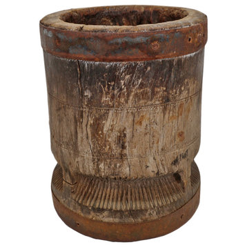 Consigned Old India Wood Pestle Pot