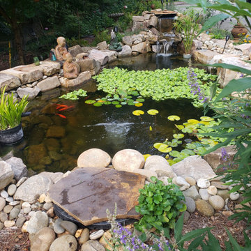 Stone Patio and Koi Pond