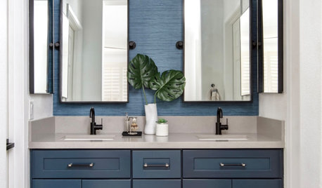 Before and After: 3 Bathroom Remodels Add Drama With Dark Blue