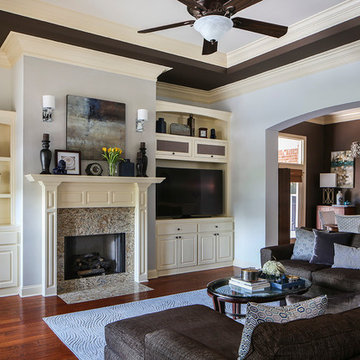 Blue, Gray & Brown Open-Concept Living Room