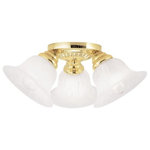 Livex - Livex 1529-02 3-Light Polished Brass Ceiling Mount, Polished Brass - This three light flush mount from the Edgemont collection is a fine and handsome fixture that features white alabaster glass. Edgemont is comprised of traditional iron forms in a polished brass finish.