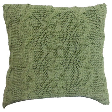 Cable Knit Pillow 18x18" Green