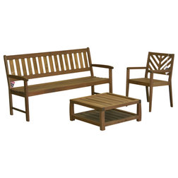 Transitional Outdoor Lounge Sets Timbo Mestra Hardwood 4-Seat Patio Conversation Set, Brown