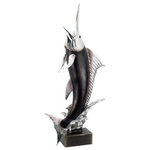 Sailfish on Stand Sculpture - The sailfish on stand sculpture measures 29"H. It is made of metal poly-stone. It will add a definite nautical touch to whatever room it is placed in and is a must have for those who appreciate high quality nautical decor. It makes a great gift, impressive decoration and will be admired by all those who love the sea.