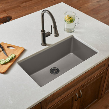 Quartz Luxe Single Bowl Undermount Sink, Silvermist