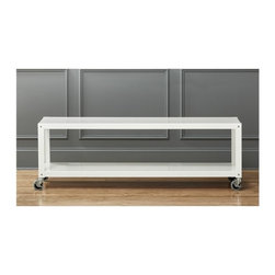 go-cart white rolling tv stand/coffee table | CB2 - Side Tables And End Tables