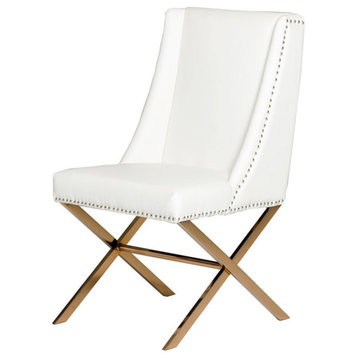 Modrest Alexia 18" Modern Faux Leather & Stainless Steel Dining Chair in White