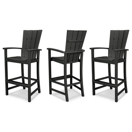 POLYWOOD Quattro 3-Piece Bar Set, Black