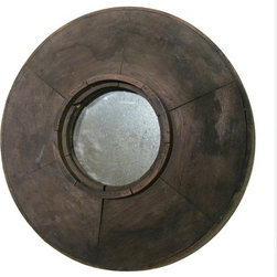 Small Powder Room Size Rustic Round Mirror - Wall Mirrors