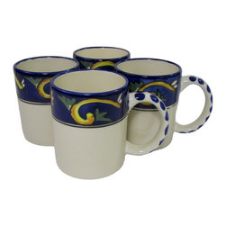 Le Souk Ceramique - Riya Stoneware Coffee Mugs, Set of 4 - Mugs