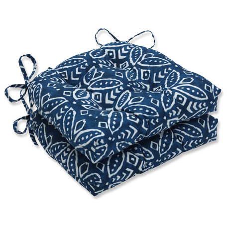 Outdoor/Indoor Merida Indigo Reversible Chair Pad, Set of 2