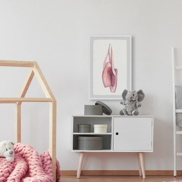 "Pink Ballet Shoes" Framed Painting Print