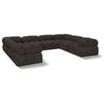 Meridian Furniture - Ames Boucle Fabric U-Shaped Modular Sectional, Brown, 8-Piece: 4 Armless Chair, 4 Corner Chair - Introduce a touch of modern sophistication to your living area with the exquisite Ames Boucle Fabric Sectional. With plush brown boucle fabric and unique design, it will elevate the visual appeal of your living space. This elegant and captivating sectional can be mixed and matched with other pieces from the collection to create an endless array of stunning looks. So, get ready to transform your living area into an inviting and stylish haven with the Ames Boucle Fabric Sectional.