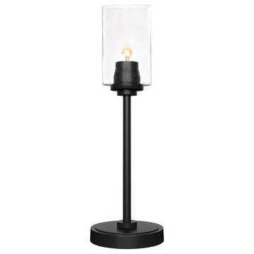 Luna 1-Light Table Lamp, Matte Black/Square Clear Bubble
